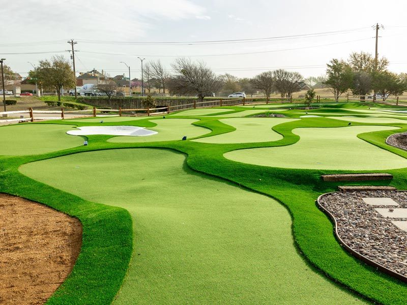 Artificial turf putting course installation in Irving, TX